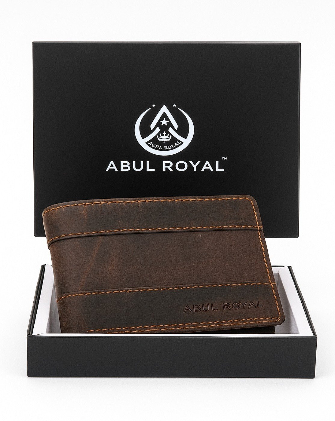 ABUL ROYAL Vintage Genuine Leather Men's Bi-Fold Wallet with Card Slots & Coin