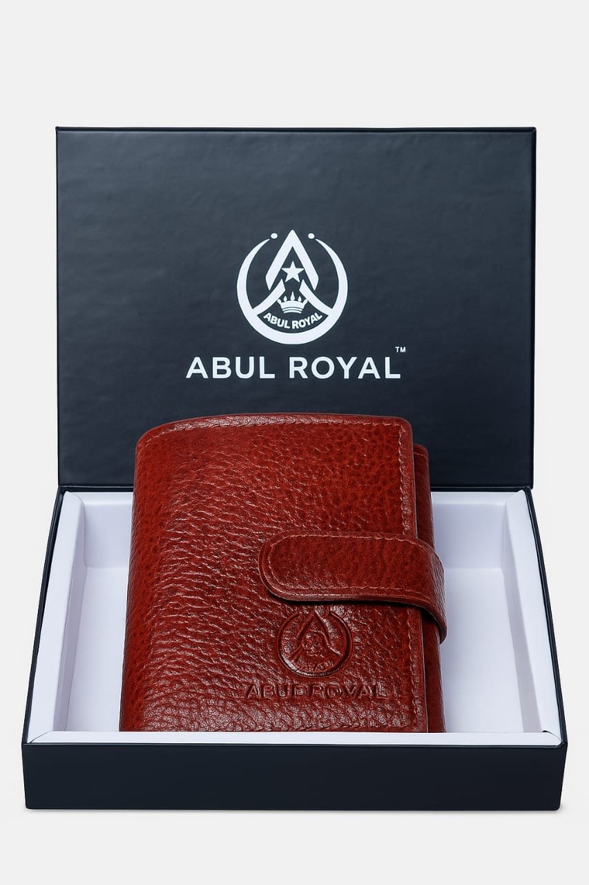 ABUL ROYAL Classic Brown  Tri-Fold  Genuine Leather Wallet with Card slods & Coin Pocket.