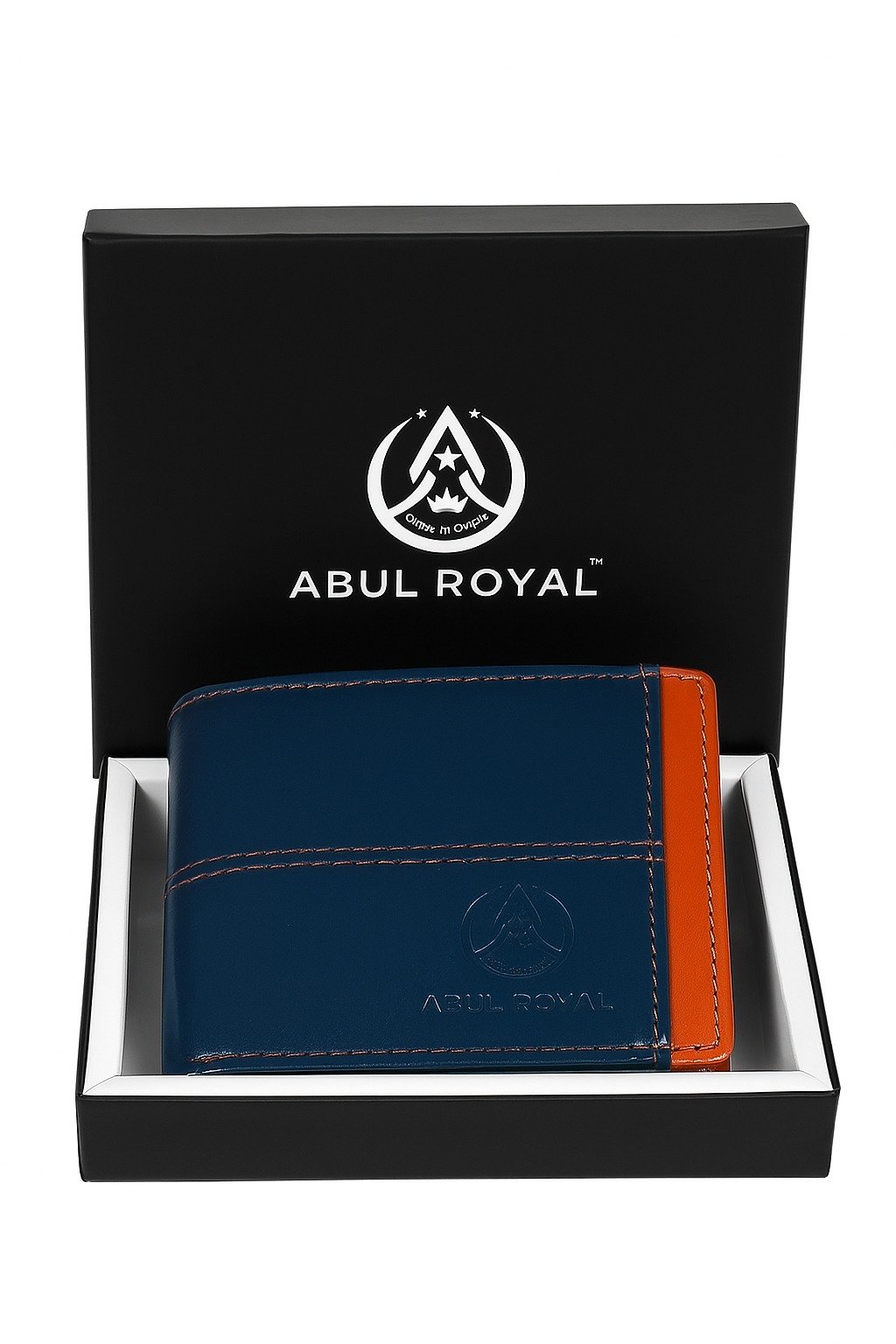 ABUL ROYAL Men’s Wallet | Genuine Leather Bifold Wallet with Card Holder & Coin Pocket | Stylish Brown & Blue Design