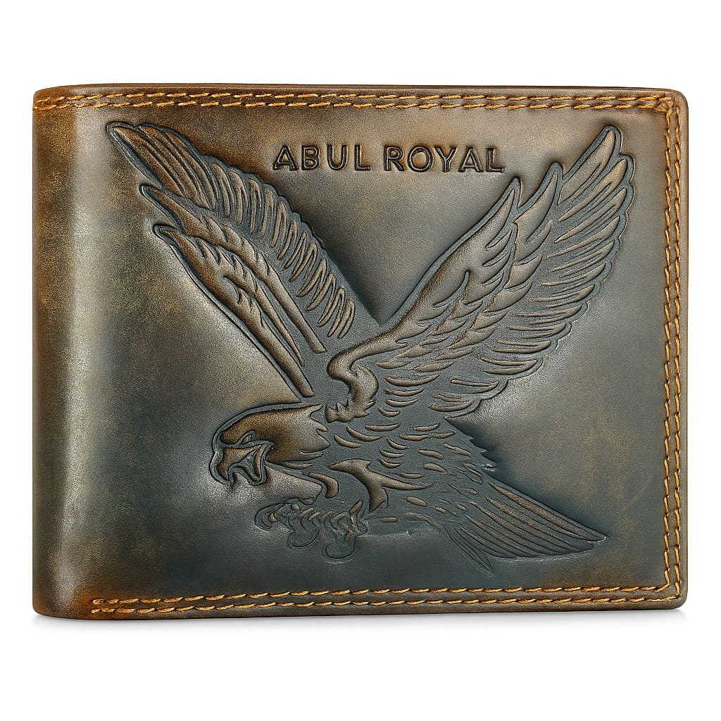 Eagle Embossed Vintage Leather Bi-fold Wallet with Card slot and Money Pocket