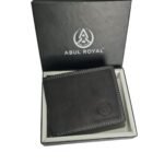 ABUL ROYAL Men's Genuine Leather Wallet – Classic Black Bi-Fold with Coin Pocket, Card Slots & Zipper Compartment