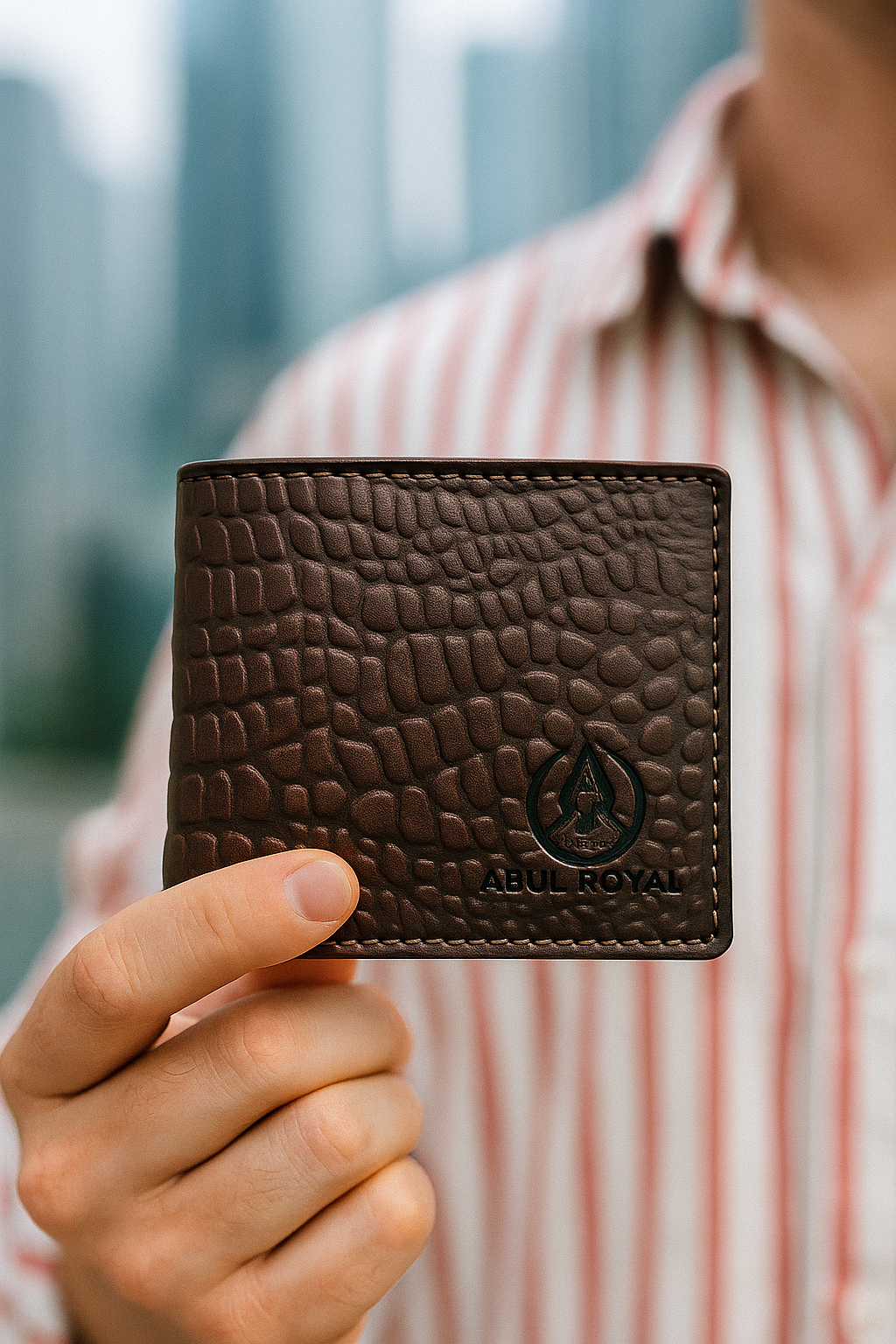 Abul Royal Men’s Premium Dark Brown Genuine Leather Wallet with Coin Pocket & Multiple Card Slots – Stylish Textured Finish
